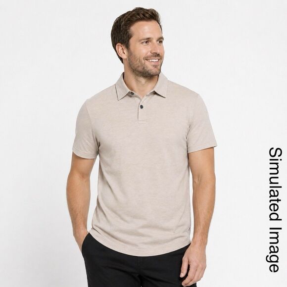 Cuts Clothing Other - CUTS Clothing Polo Shirt Mens Small Beige Curve Hem Pima Cotton Stretch